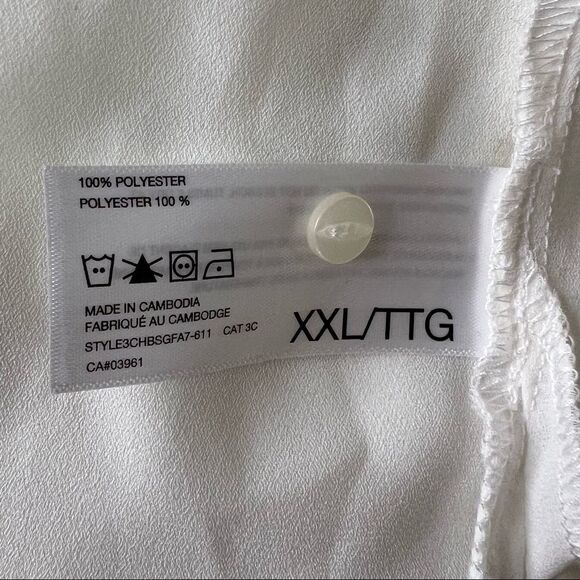 Alfred Sung Button Down Ruffle blouse Size XXL NWT Neutral Minimalist - Picture 7 of 7